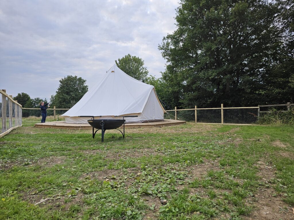 dog friendly enclosure surrounding bell tent